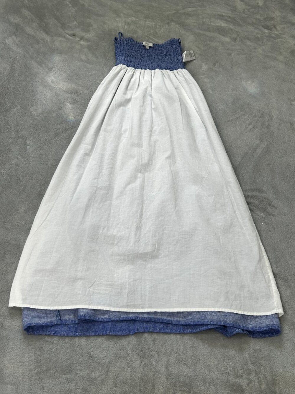 Joie Linen Smocked Maxi Dress Chambray Blue Lined Adjustable Straps Summer - Picture 7 of 12